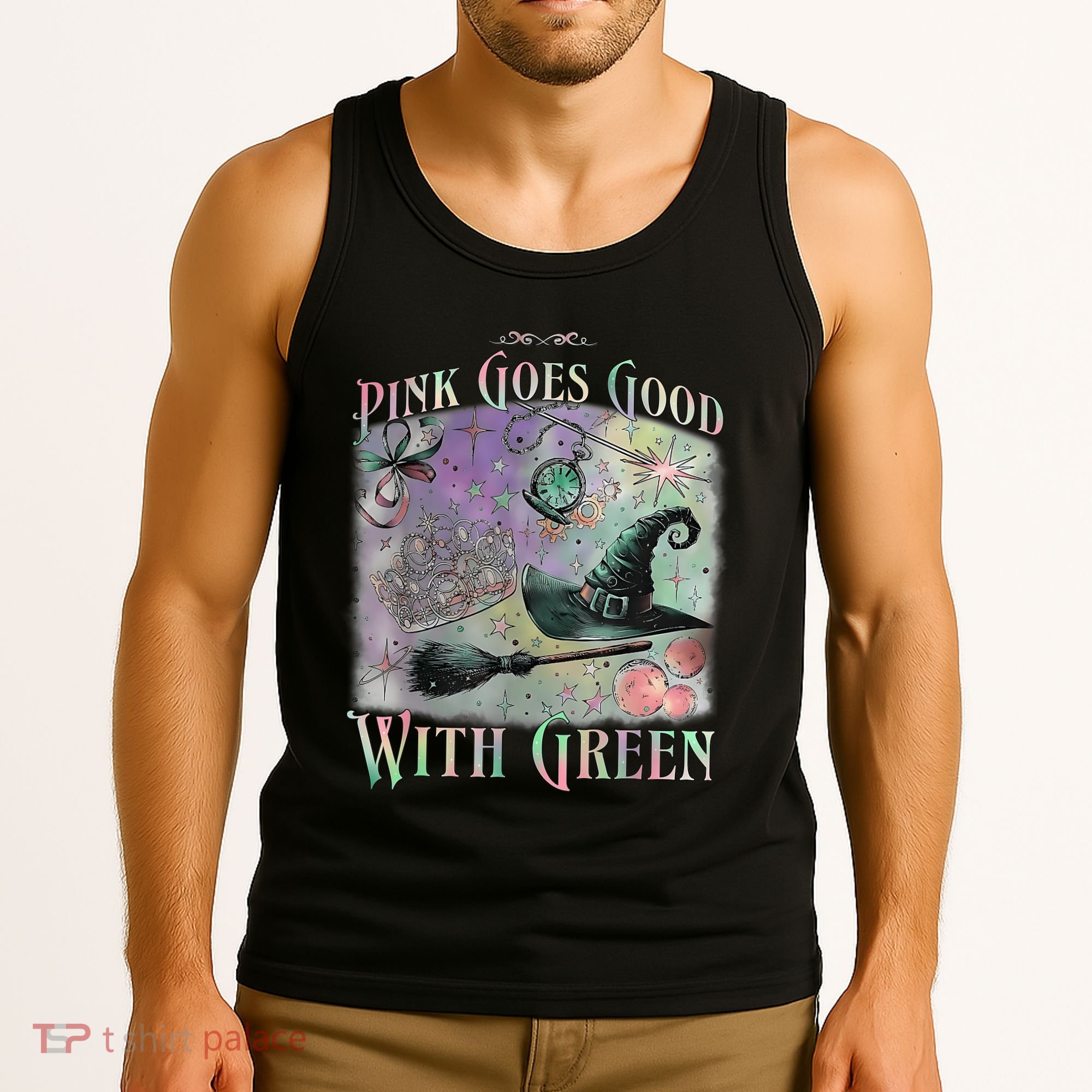 Goes Good With Green Funny Halloween Witch Tank Top