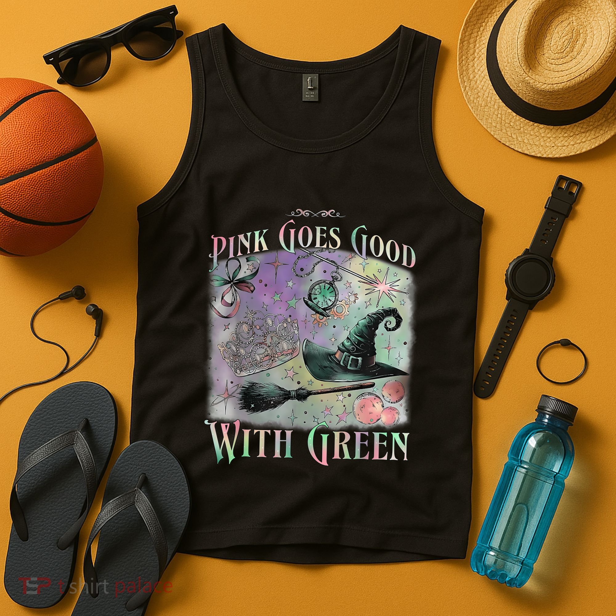 Goes Good With Green Funny Halloween Witch Tank Top