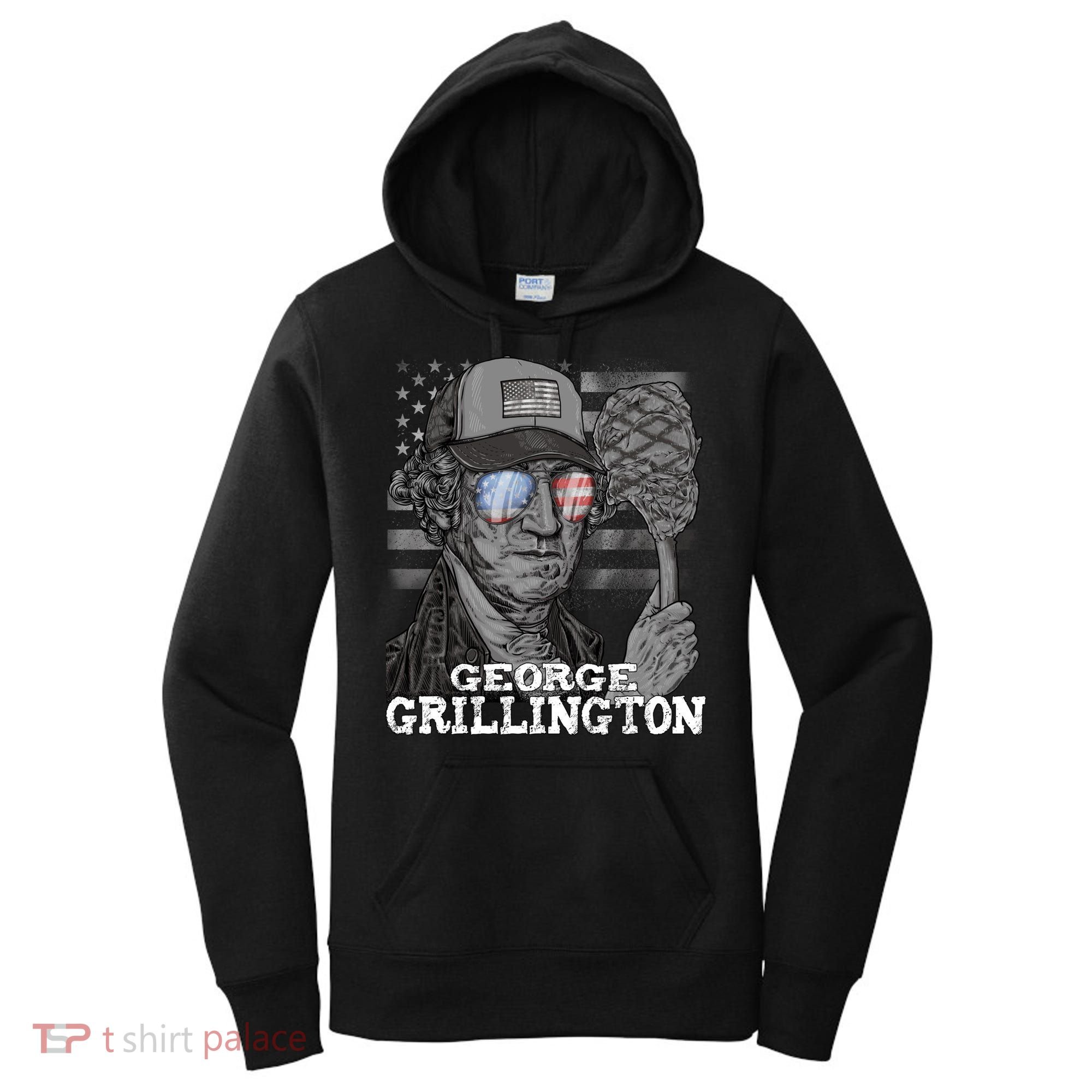 George Grillington Washington 4th Of July Usa Bbq Great Gift Women's Hoodie