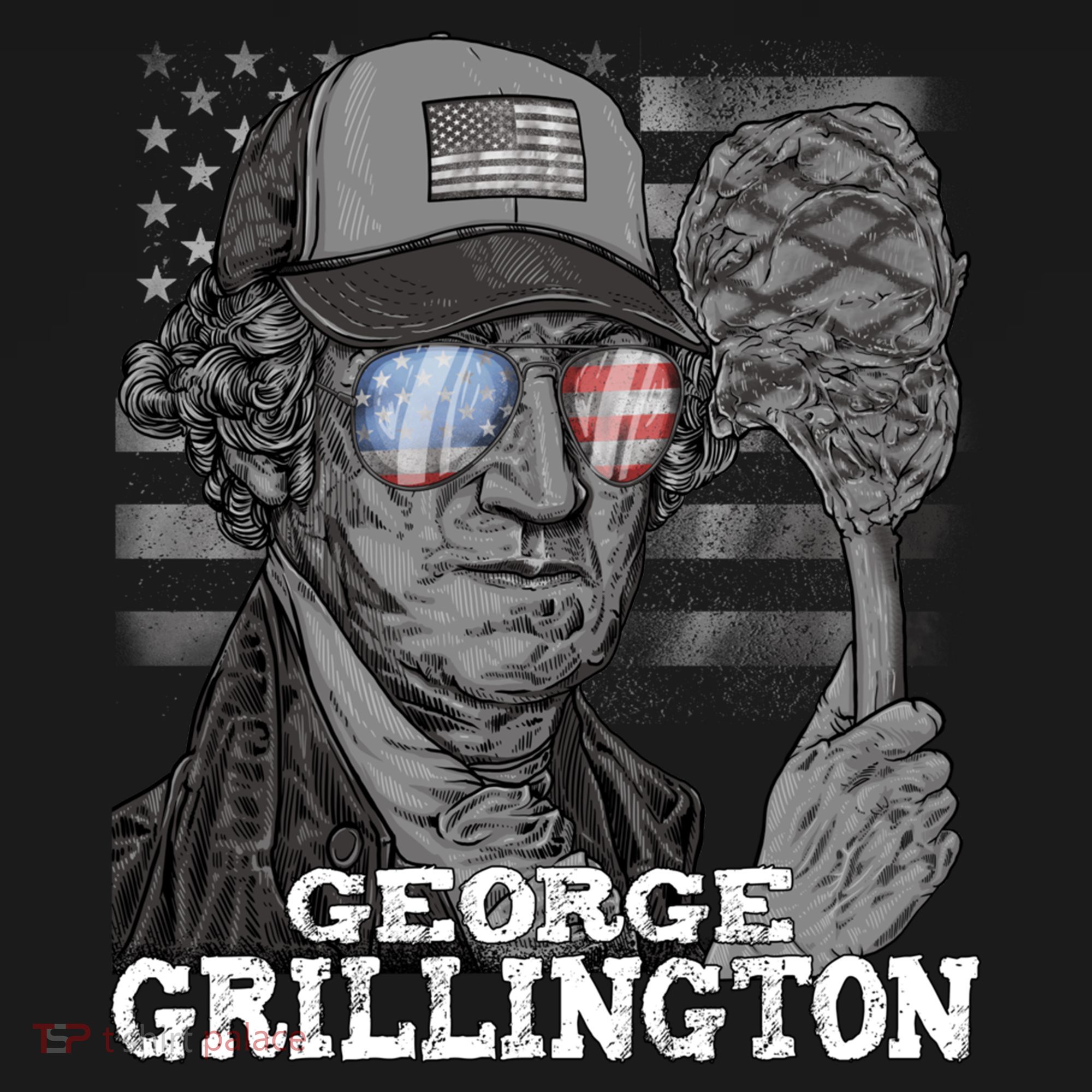 George Grillington Washington 4th Of July Usa Bbq Great Gift Women's Hoodie