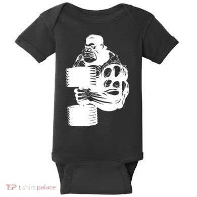 Gorilla Gym Weight Lifting Workout Training Baby Bodysuit
