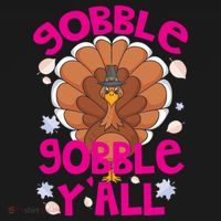 Gobble Gobble Yall Cute Turkey Funny Thanksgiving Gift Women's Hoodie thumb 2