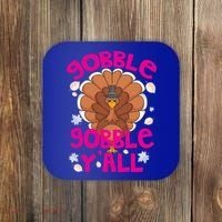Gobble Gobble Yall Cute Turkey Funny Thanksgiving Gift Coaster thumb 0