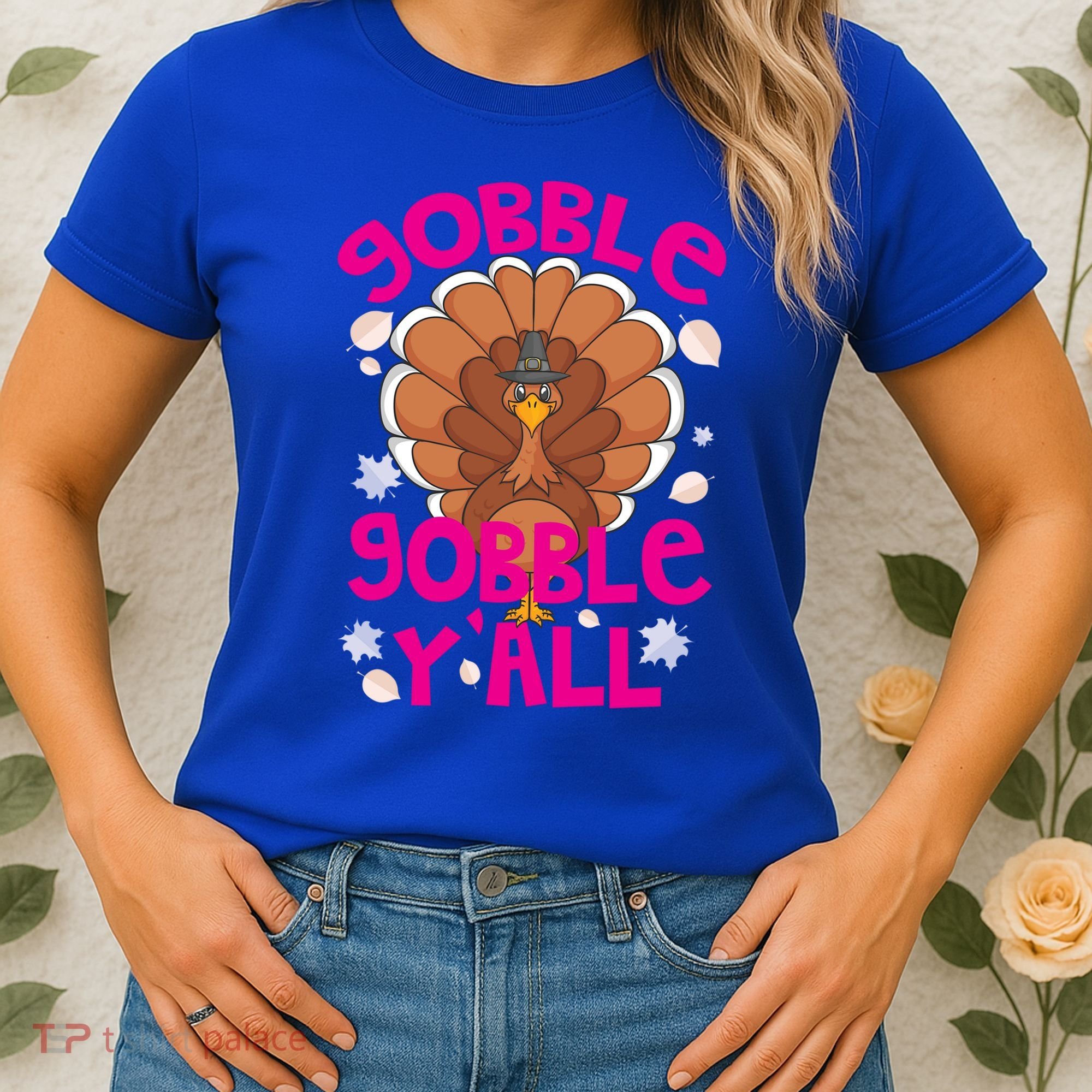 Gobble Gobble Yall Cute Turkey Funny Thanksgiving Gift Women's T-Shirt