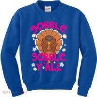 Gobble Gobble Yall Cute Turkey Funny Thanksgiving Gift Kids Sweatshirt thumb 0