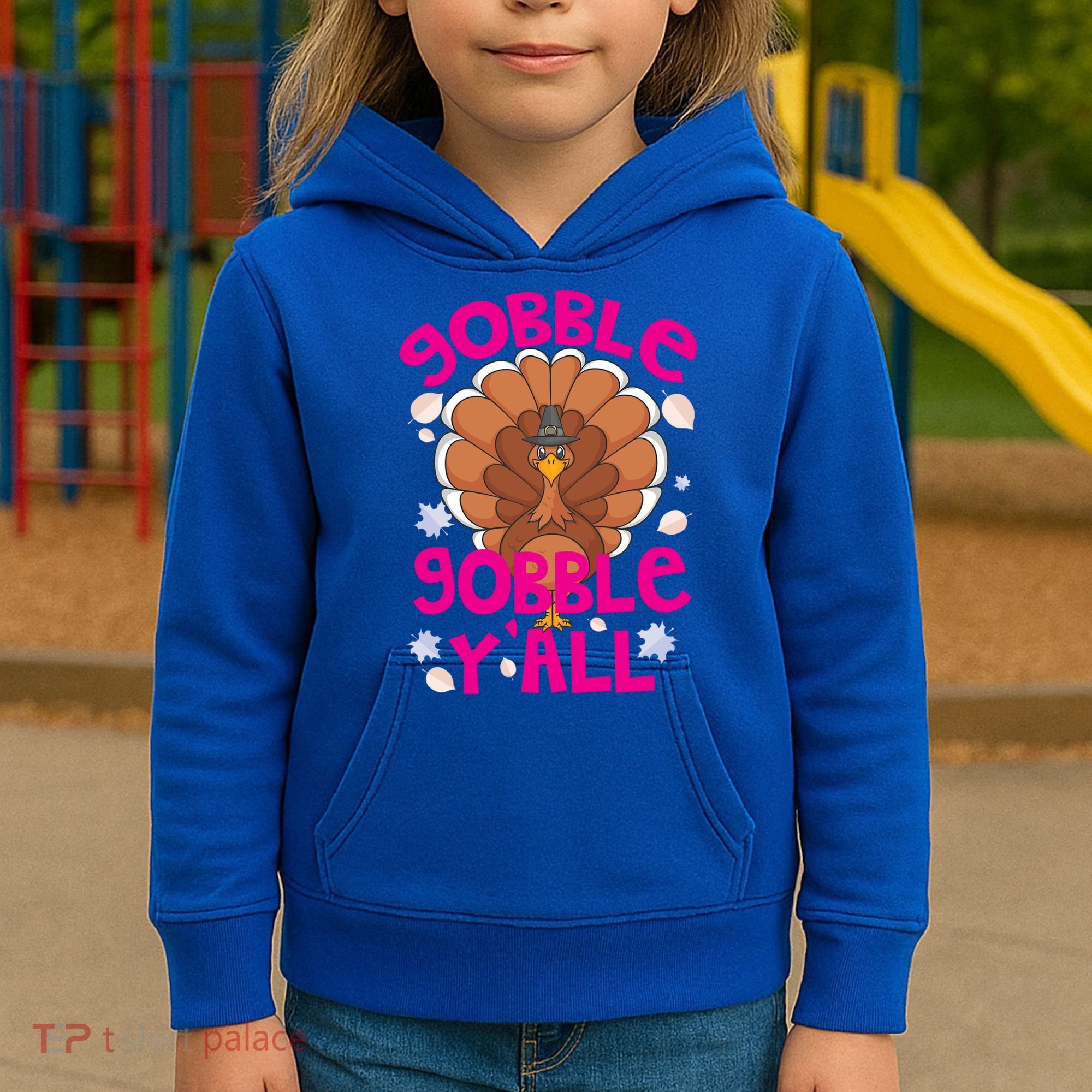 Gobble Gobble Yall Cute Turkey Funny Thanksgiving Gift Kids Hoodie