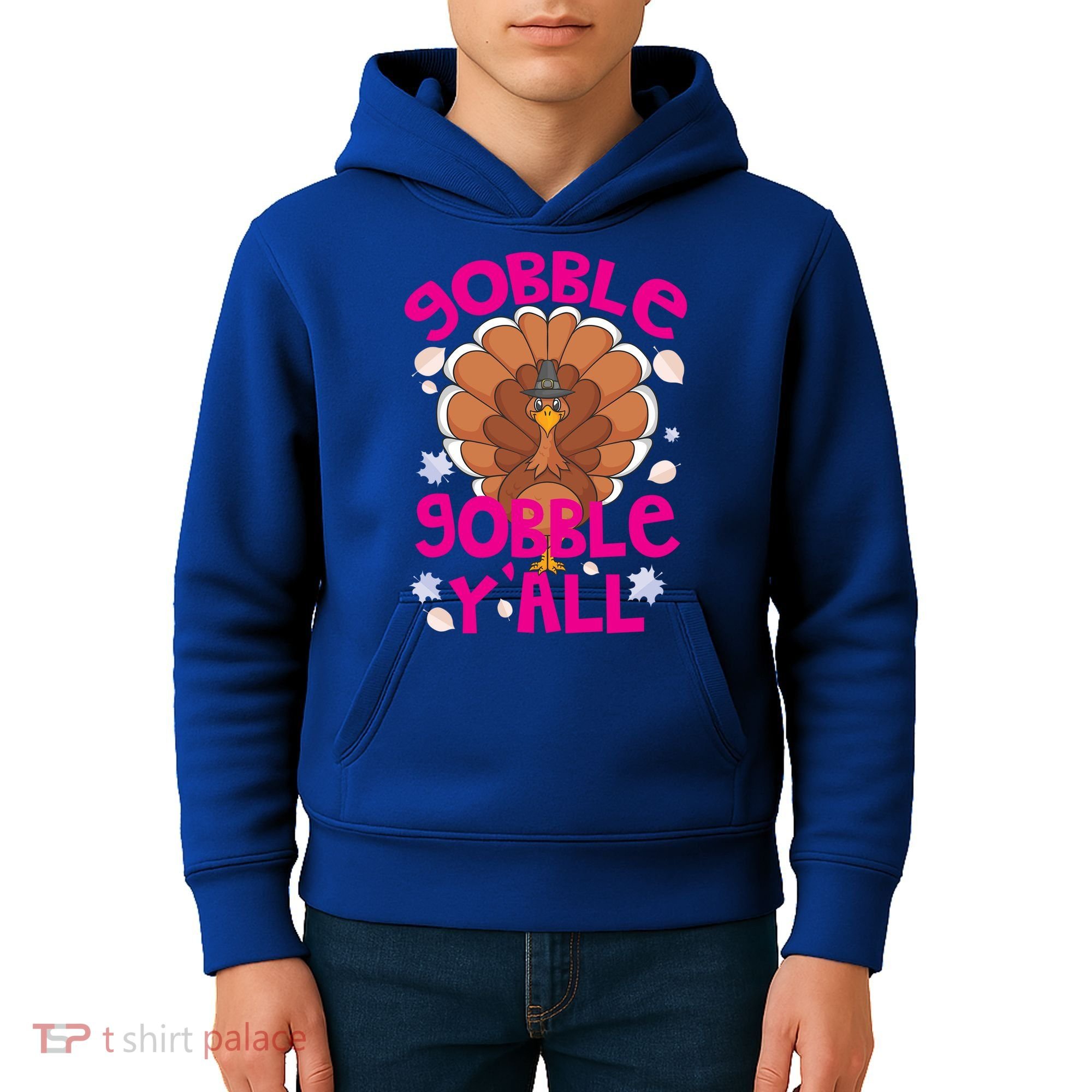 Gobble Gobble Yall Cute Turkey Funny Thanksgiving Gift Kids Hoodie