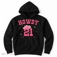 Groovy Howdy 21 Funny Retro Cowgirl Awesome 21st Birthday Hoodie thumb 0