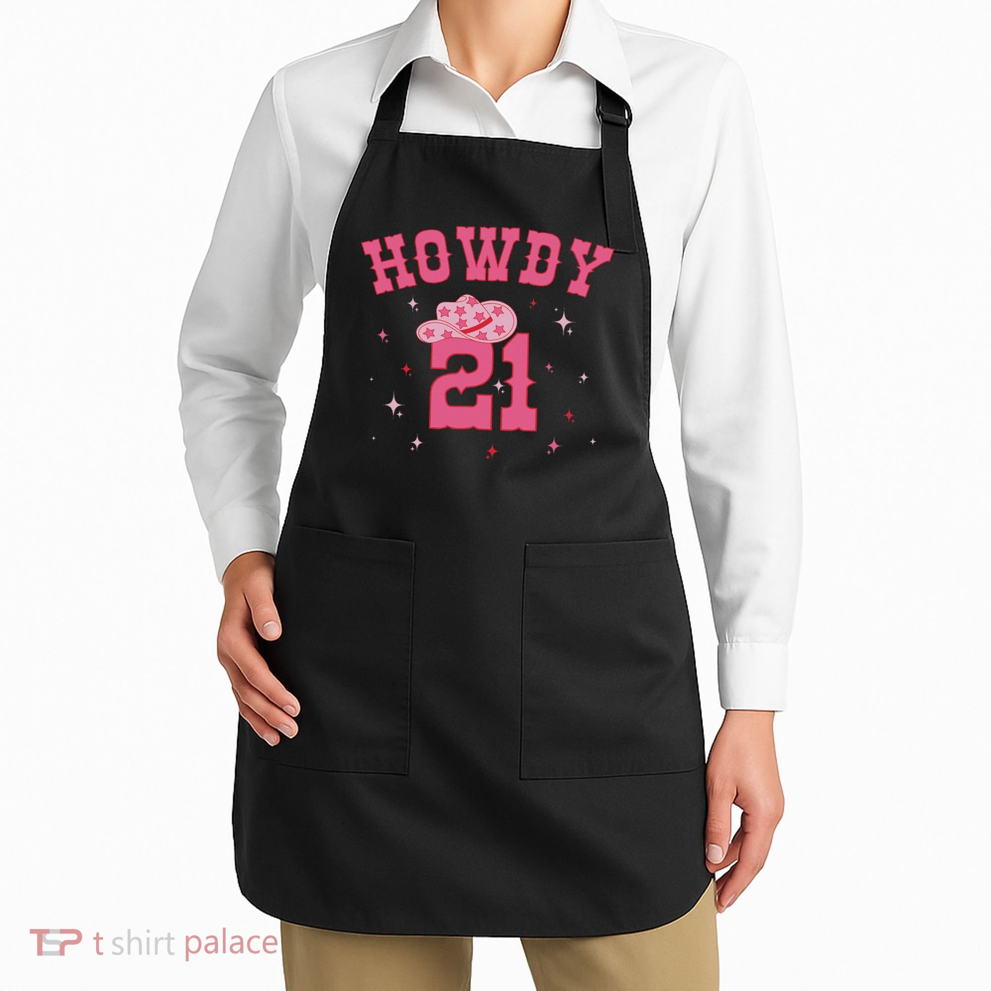 Groovy Howdy 21 Funny Retro Cowgirl Awesome 21st Birthday Apron