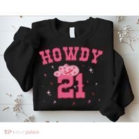 Groovy Howdy 21 Funny Retro Cowgirl Awesome 21st Birthday Sweatshirt thumb 2