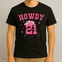 Groovy Howdy 21 Funny Retro Cowgirl Awesome 21st Birthday T-Shirt thumb 3