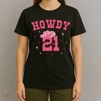 Groovy Howdy 21 Funny Retro Cowgirl Awesome 21st Birthday T-Shirt thumb 4