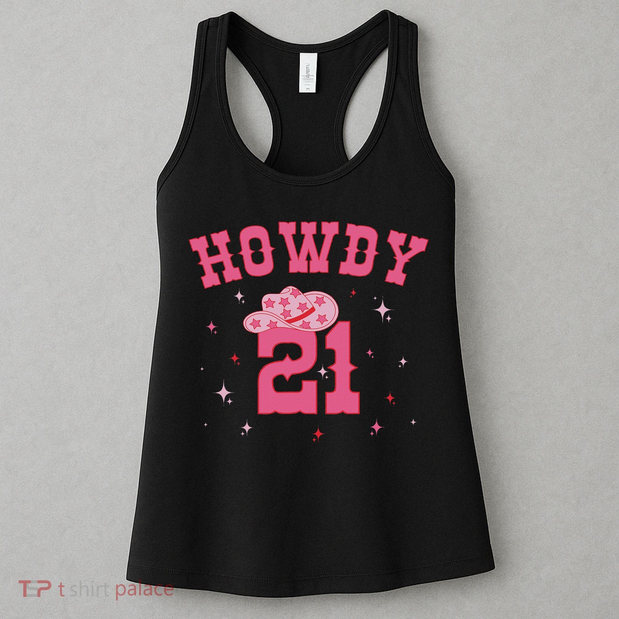 Groovy Howdy 21 Funny Retro Cowgirl Awesome 21st Birthday Women's Tank Top