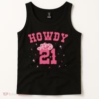 Groovy Howdy 21 Funny Retro Cowgirl Awesome 21st Birthday Tank Top thumb 2
