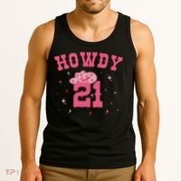 Groovy Howdy 21 Funny Retro Cowgirl Awesome 21st Birthday Tank Top thumb 3