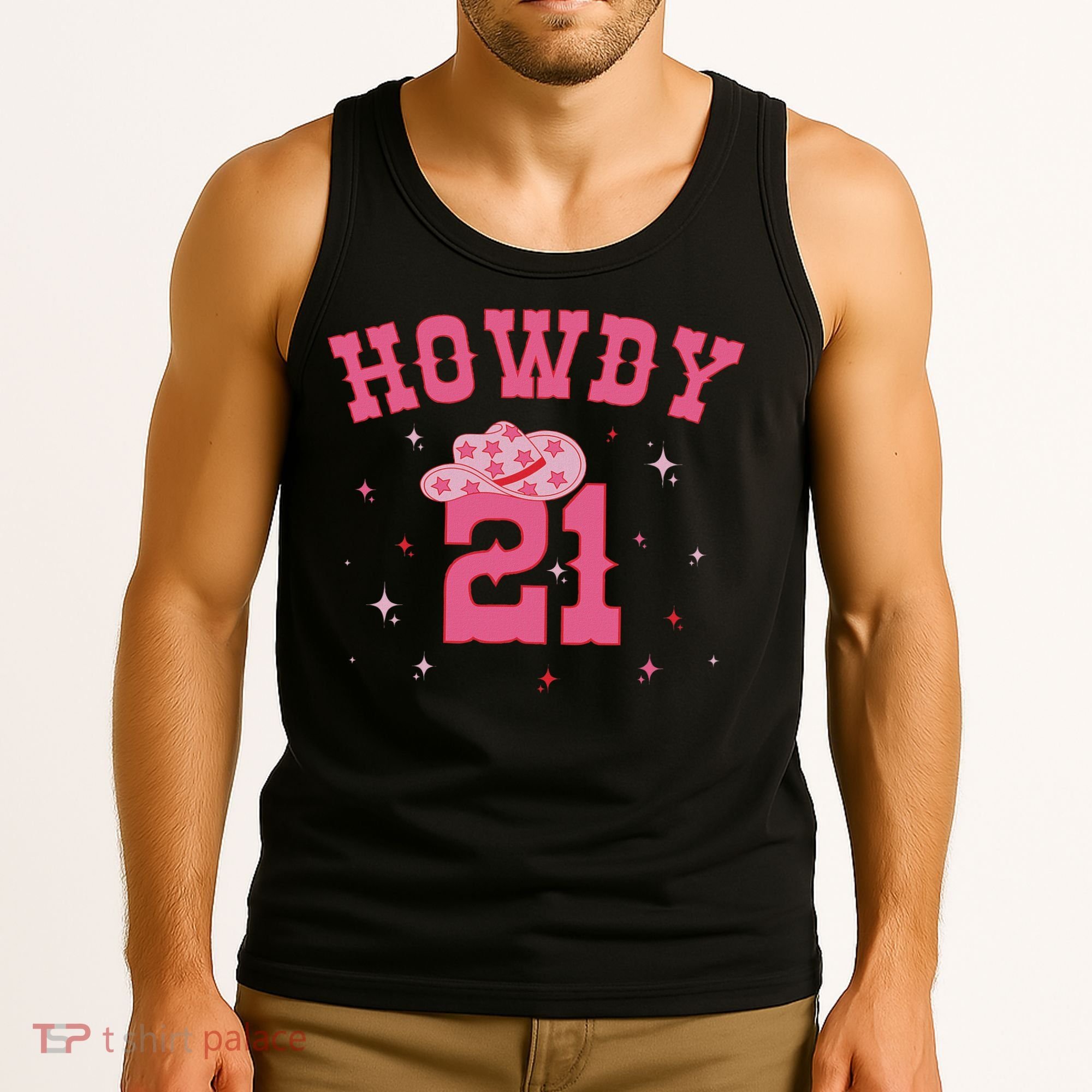 Groovy Howdy 21 Funny Retro Cowgirl Awesome 21st Birthday Tank Top