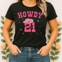 Groovy Howdy 21 Funny Retro Cowgirl Awesome 21st Birthday Women's T-Shirt thumb 2