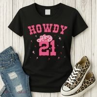 Groovy Howdy 21 Funny Retro Cowgirl Awesome 21st Birthday Women's T-Shirt thumb 3