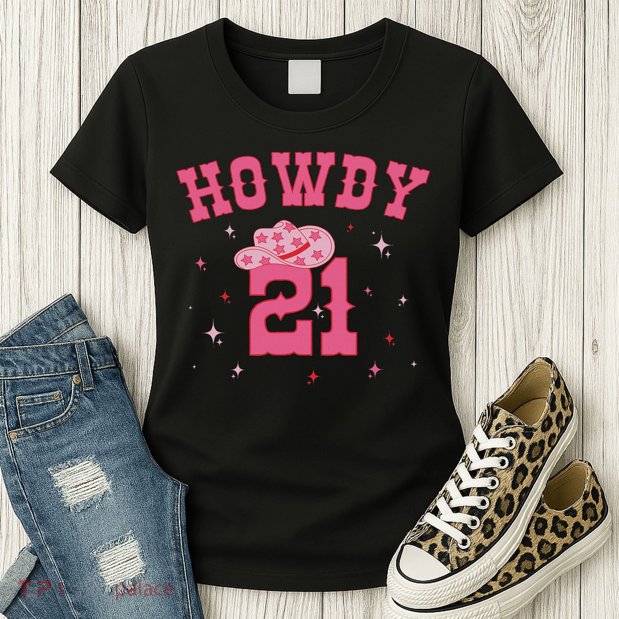 Groovy Howdy 21 Funny Retro Cowgirl Awesome 21st Birthday Women's T-Shirt