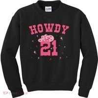 Groovy Howdy 21 Funny Retro Cowgirl Awesome 21st Birthday Kids Sweatshirt thumb 0