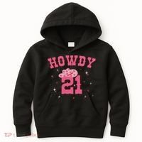 Groovy Howdy 21 Funny Retro Cowgirl Awesome 21st Birthday Kids Hoodie thumb 0