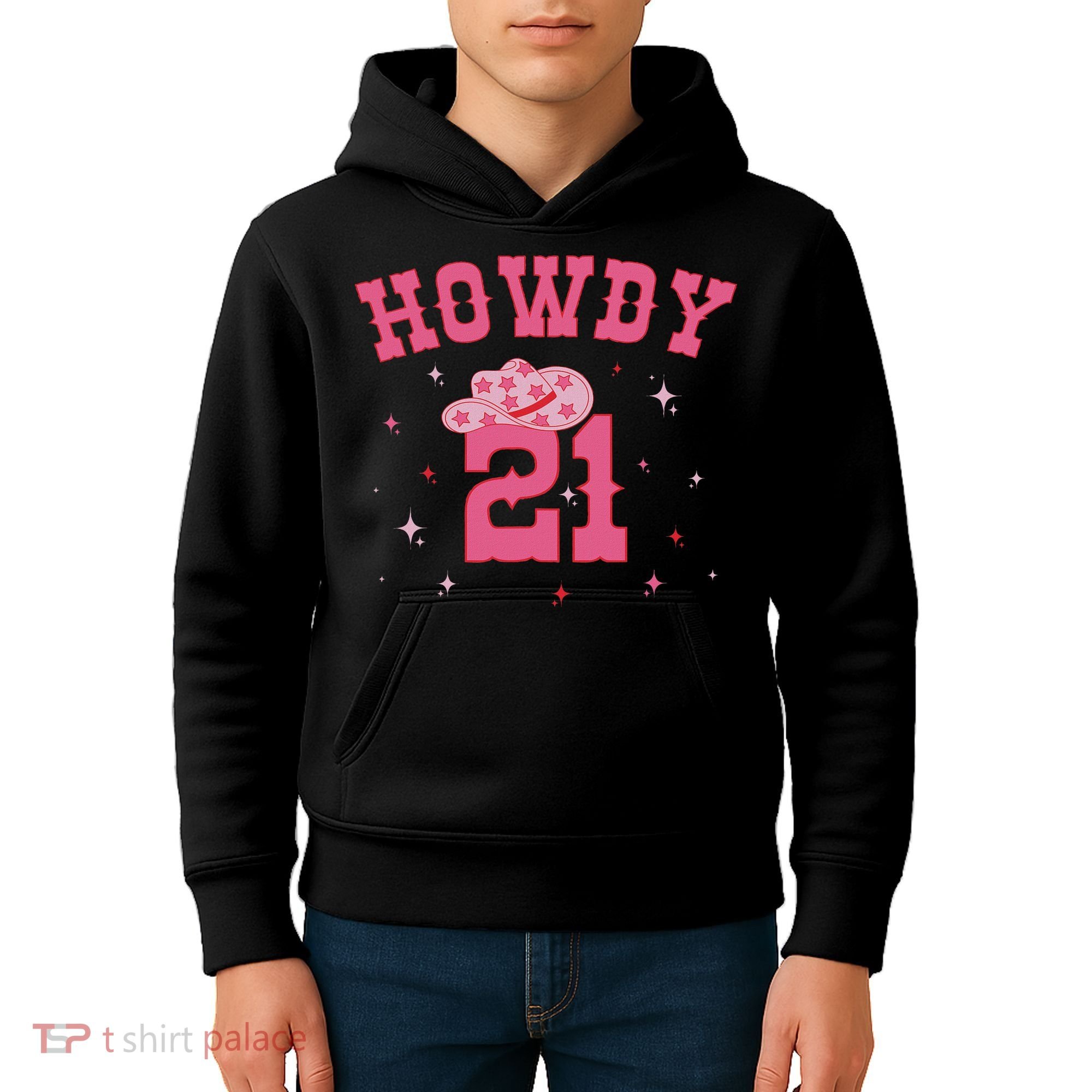 Groovy Howdy 21 Funny Retro Cowgirl Awesome 21st Birthday Kids Hoodie