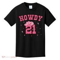 Groovy Howdy 21 Funny Retro Cowgirl Awesome 21st Birthday Kids T-Shirt thumb 0