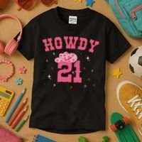Groovy Howdy 21 Funny Retro Cowgirl Awesome 21st Birthday Kids T-Shirt thumb 3