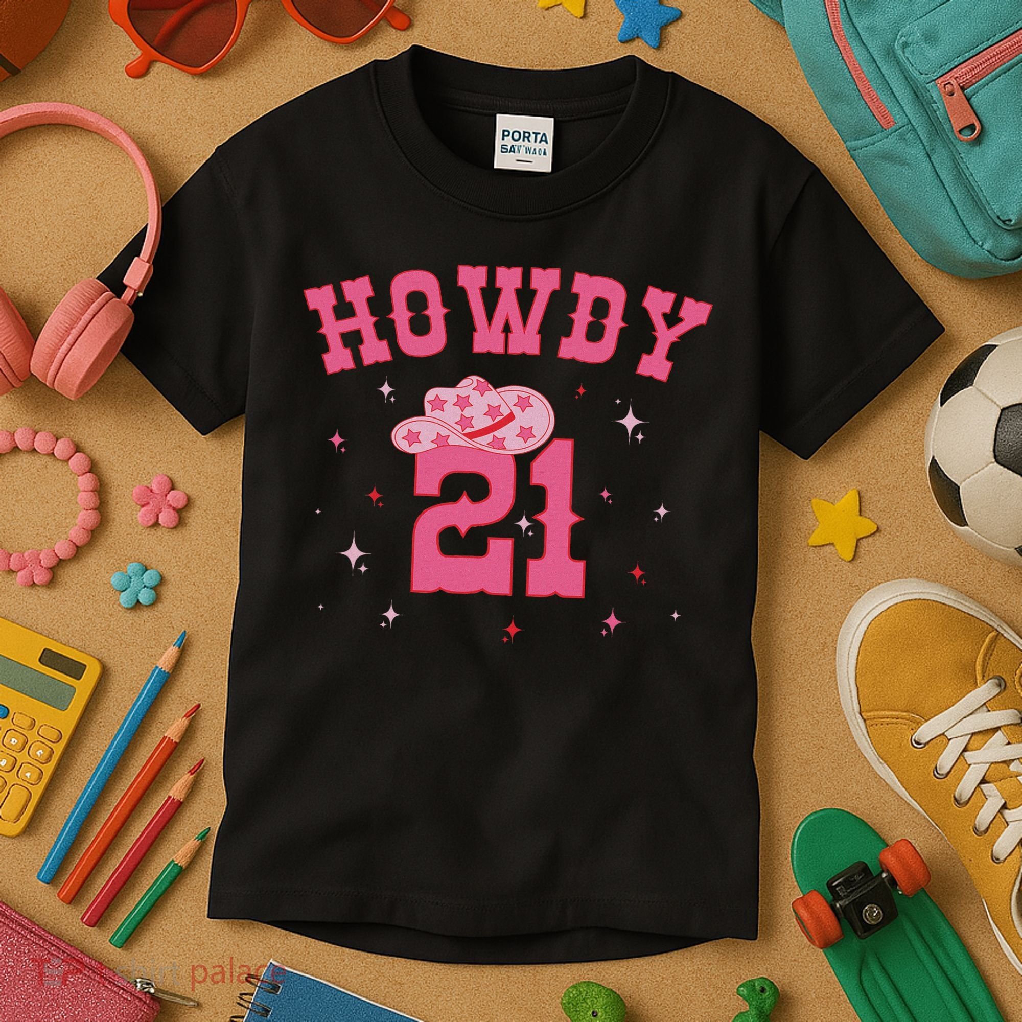 Groovy Howdy 21 Funny Retro Cowgirl Awesome 21st Birthday Kids T-Shirt