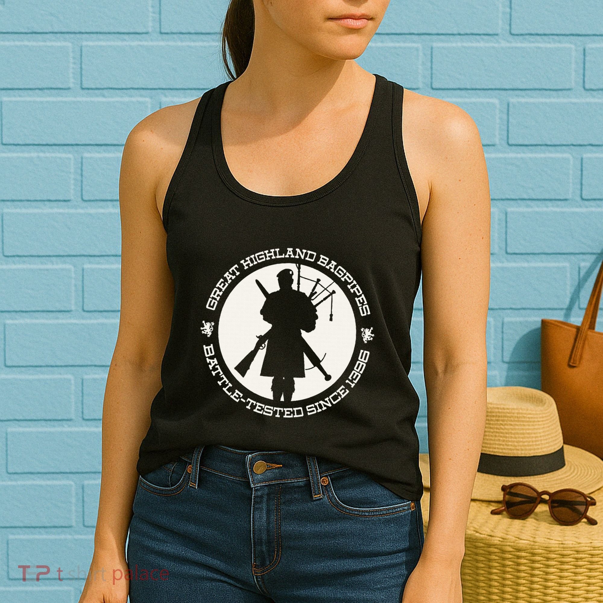 Great Highland Bagpipes Battle Tested Since 1396 Women's Tank Top