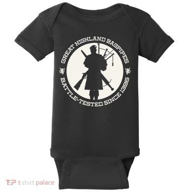 Great Highland Bagpipes Battle Tested Since 1396 Baby Bodysuit