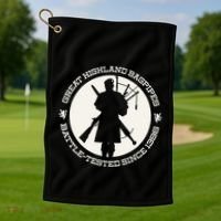 Great Highland Bagpipes Battle Tested Since 1396 Golf Towel thumb 1