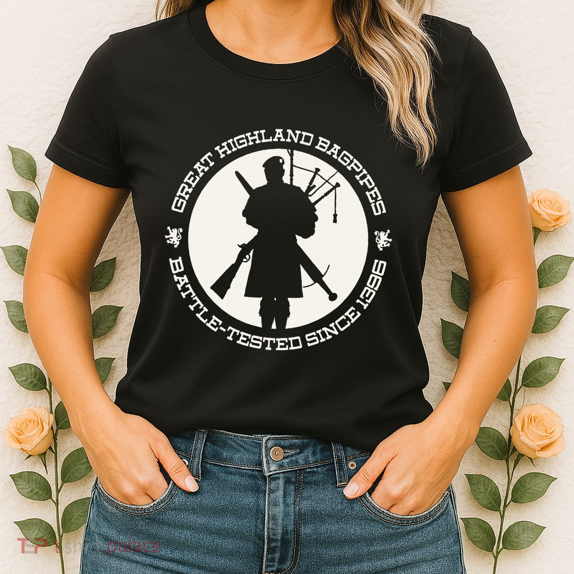 Great Highland Bagpipes Battle Tested Since 1396 Women's T-Shirt