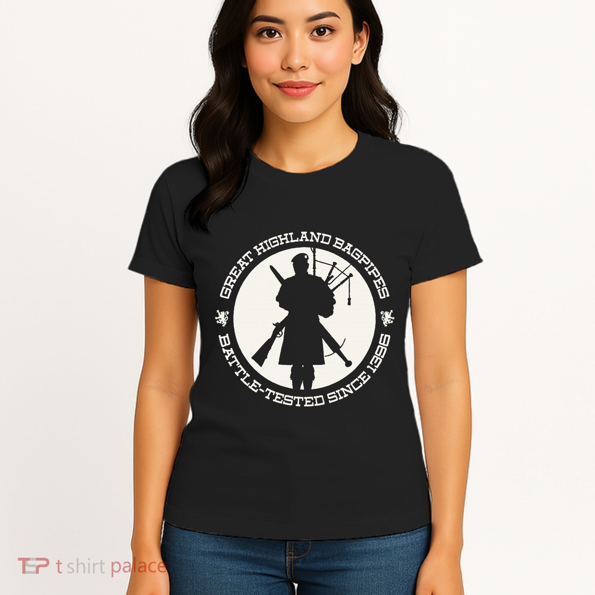 Great Highland Bagpipes Battle Tested Since 1396 Women's T-Shirt
