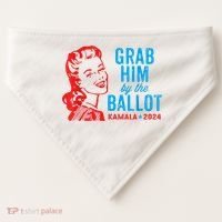 Grab Him By The Ballot Kamala 2024 Funny Harris Election USA-Made Doggie Bandana thumb 0