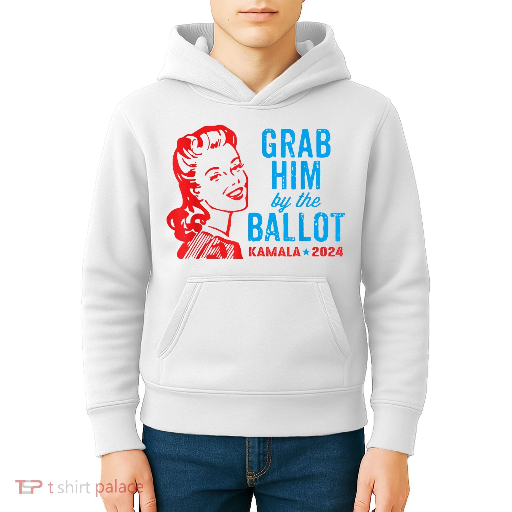 Grab Him By The Ballot Kamala 2024 Funny Harris Election Kids Hoodie