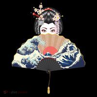 Geisha Hiding Behind Fan Wave Retro Japanese Art Graphic Coffee Mug thumb 5