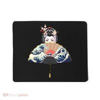 Geisha Hiding Behind Fan Wave Retro Japanese Art Graphic Mousepad thumb 0