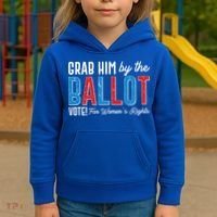 Grab Him By The Ballot Vote For Womens Rights Kids Hoodie thumb 3