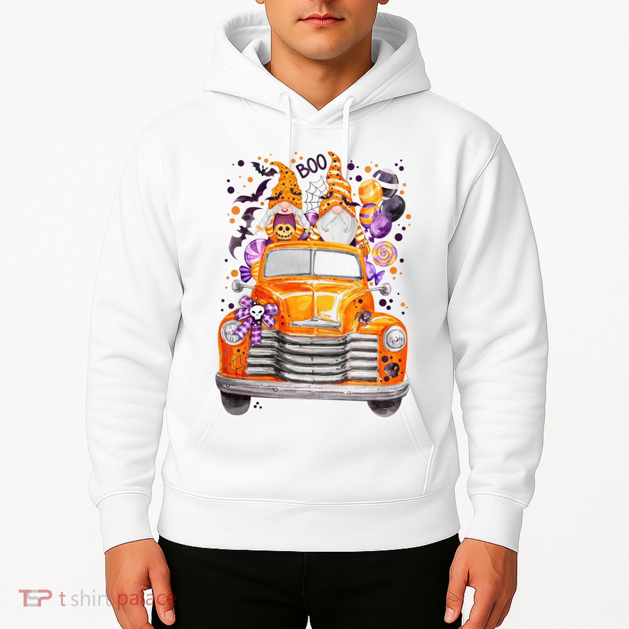 Gnome Halloween Boo Truck Hoodie