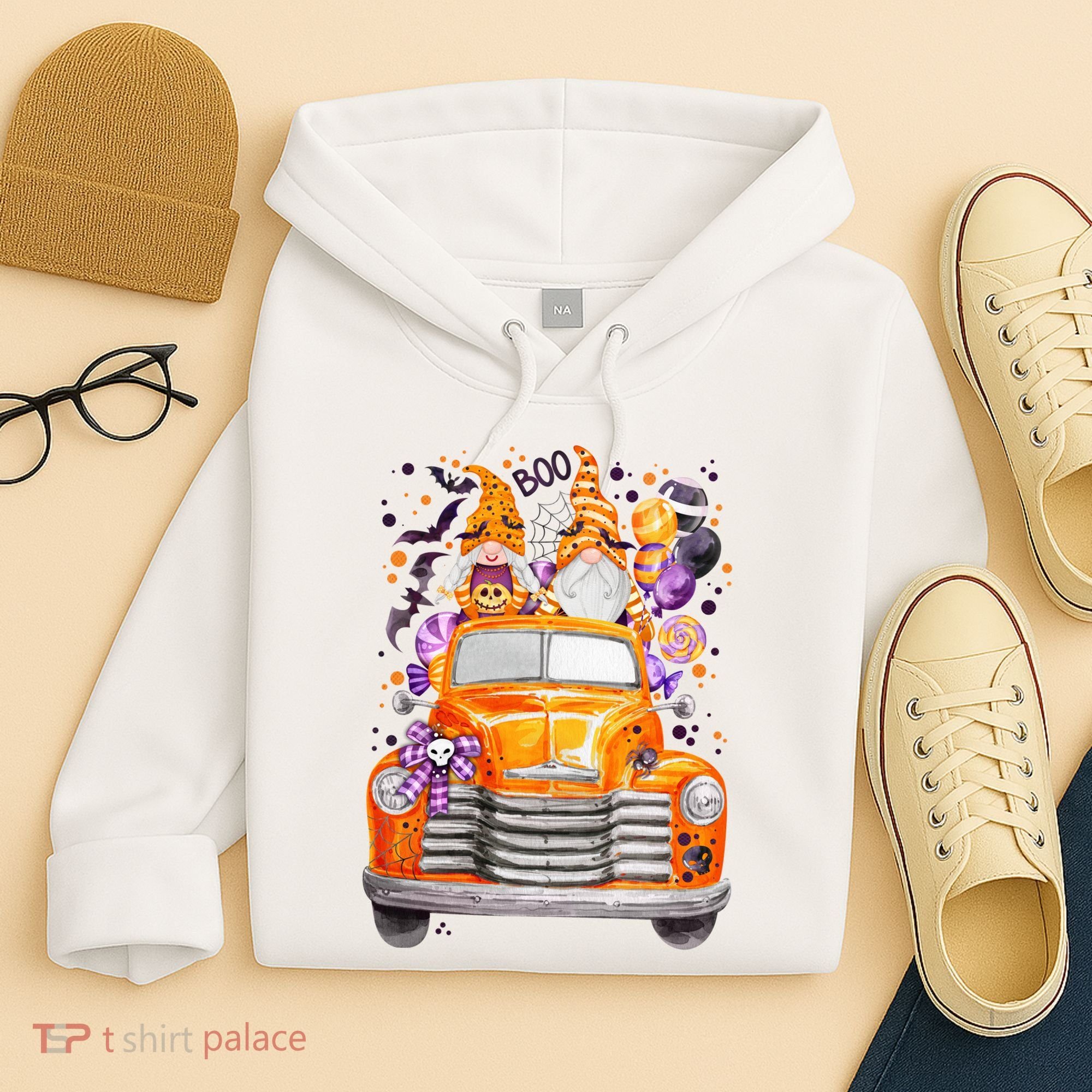 Gnome Halloween Boo Truck Hoodie