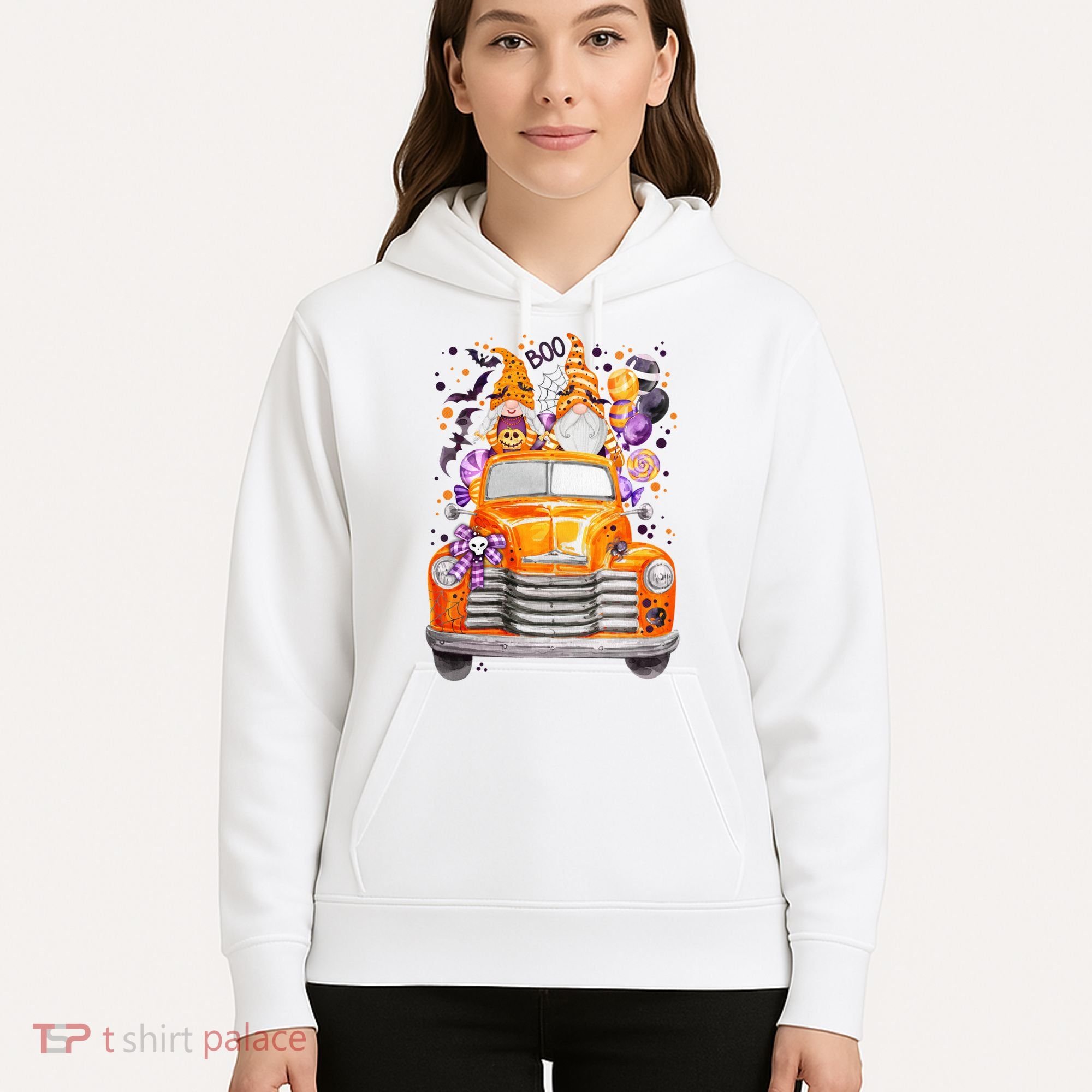 Gnome Halloween Boo Truck Hoodie
