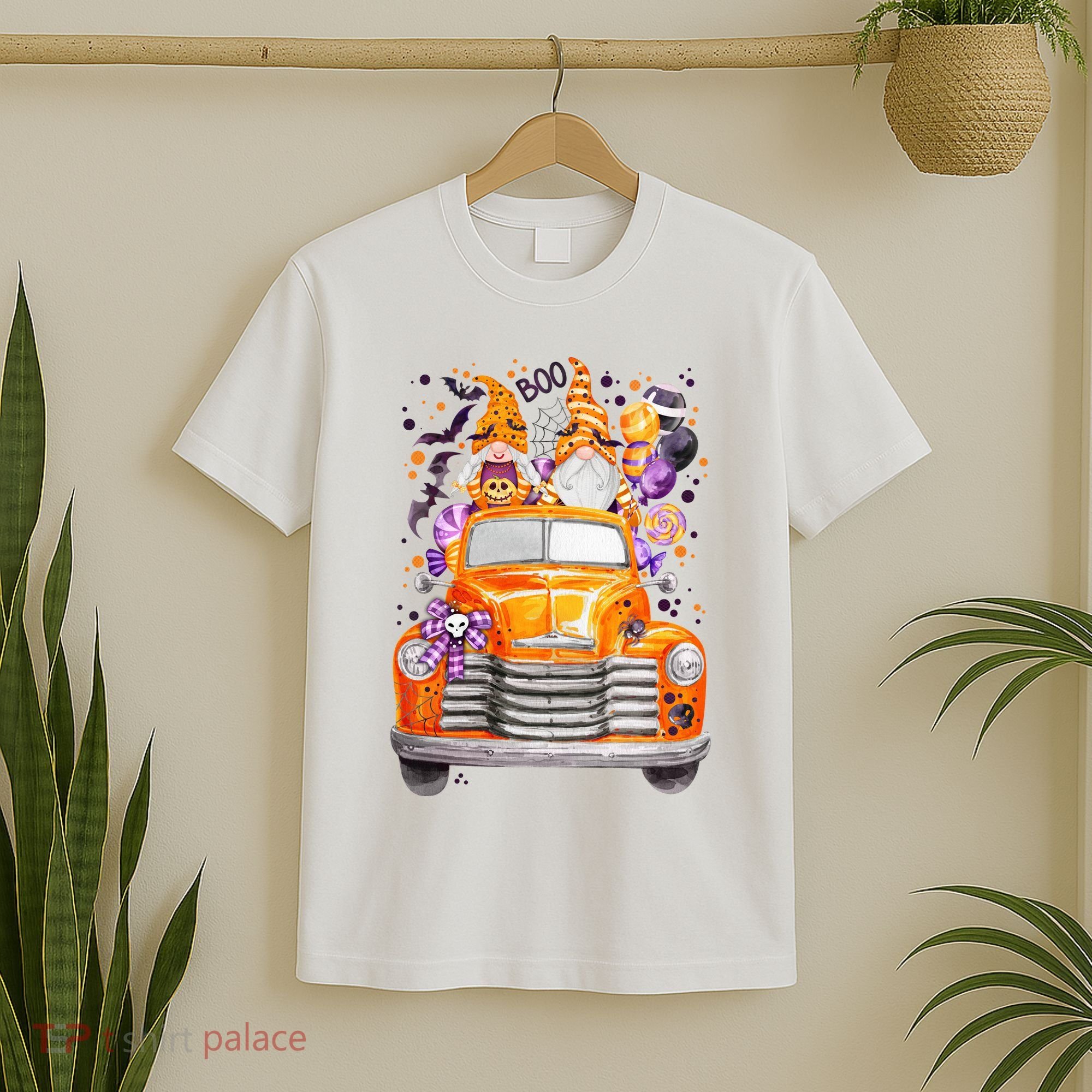 Gnome Halloween Boo Truck T-Shirt
