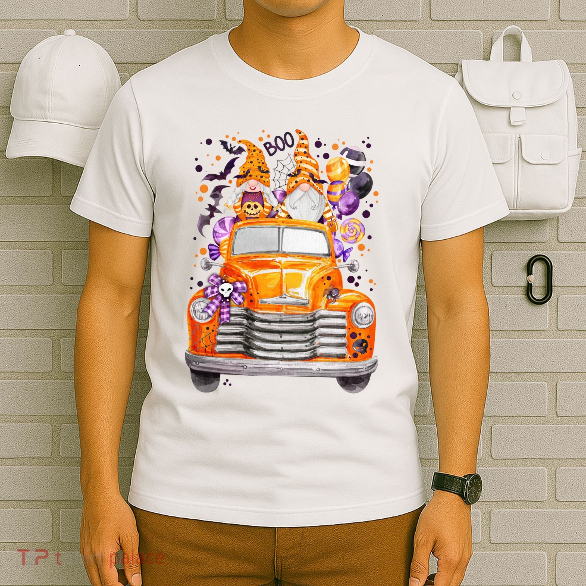 Gnome Halloween Boo Truck T-Shirt
