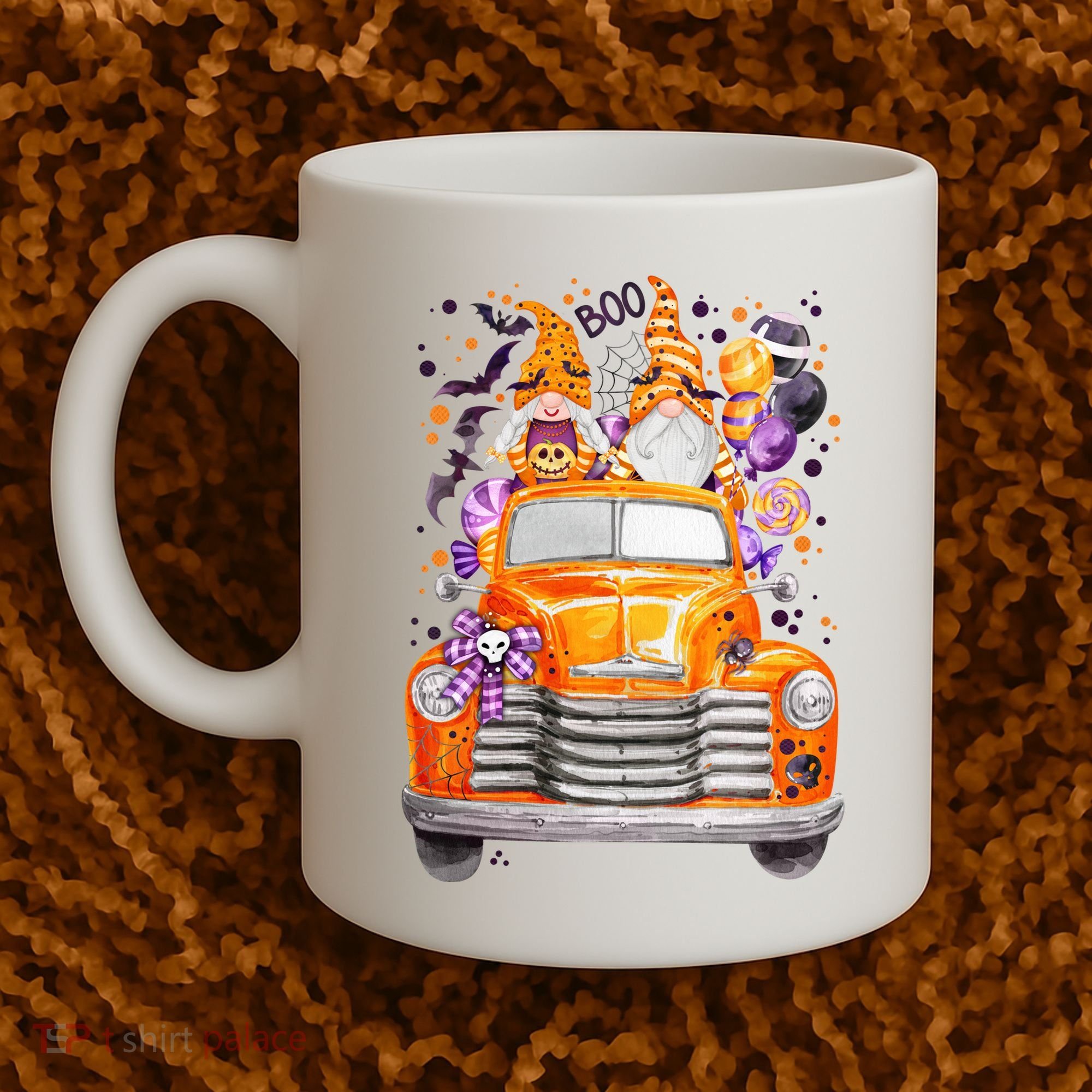 Gnome Halloween Boo Truck Coffee Mug