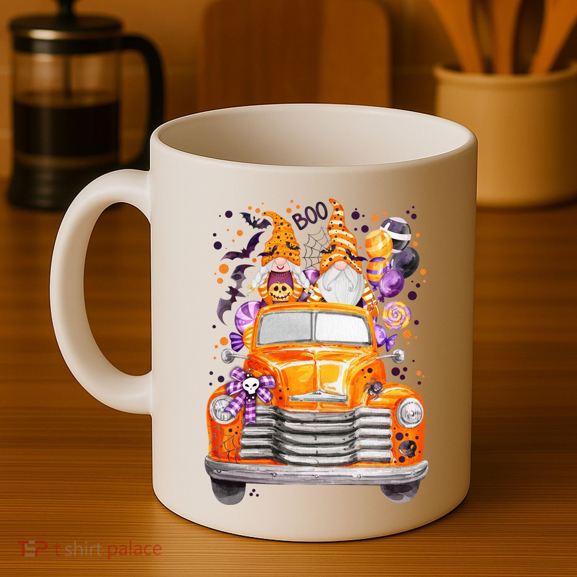 Gnome Halloween Boo Truck Coffee Mug