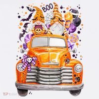 Gnome Halloween Boo Truck Women's Hoodie thumb 2