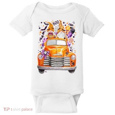 Gnome Halloween Boo Truck Baby Bodysuit