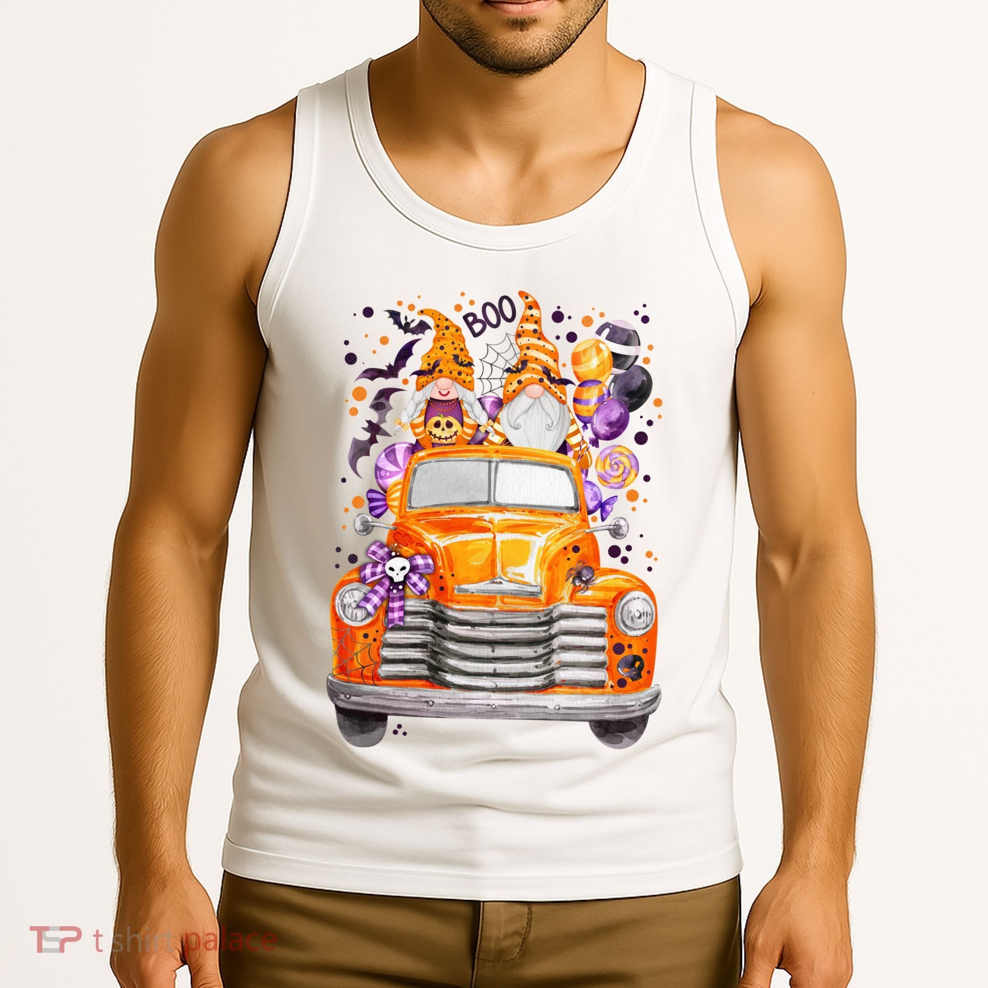 Gnome Halloween Boo Truck Tank Top