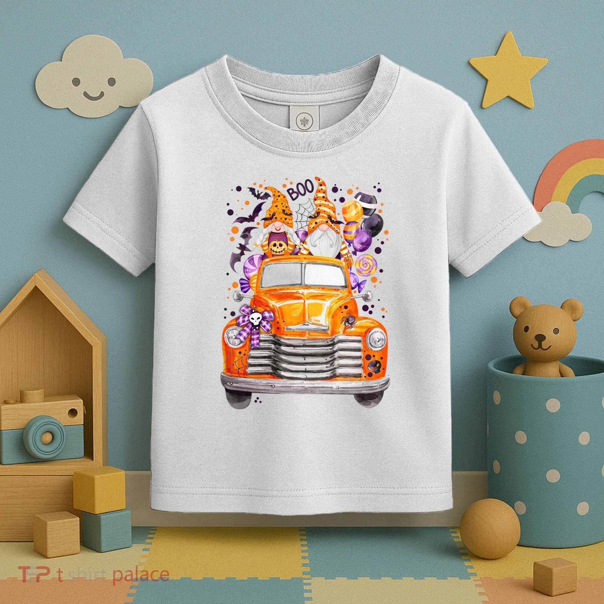 Gnome Halloween Boo Truck Toddler T-Shirt